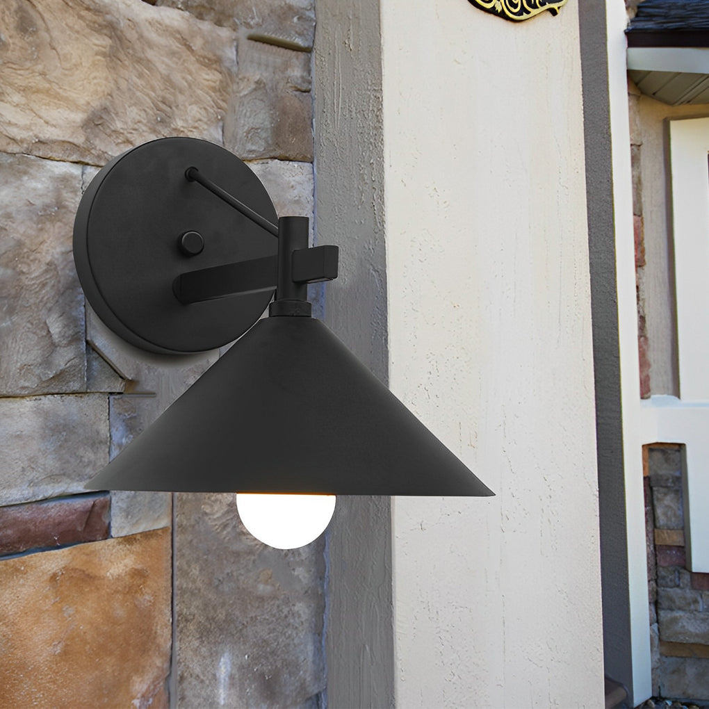 Industrial Conical Outdoor Wall Sconce - Waterproof Metal Lighting