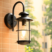 Industrial Glass Wall Sconce – Waterproof Black Outdoor Lighting