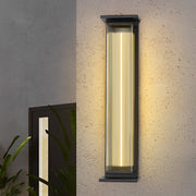 Industrial Black LED Outdoor Wall Light with Acrylic Shade