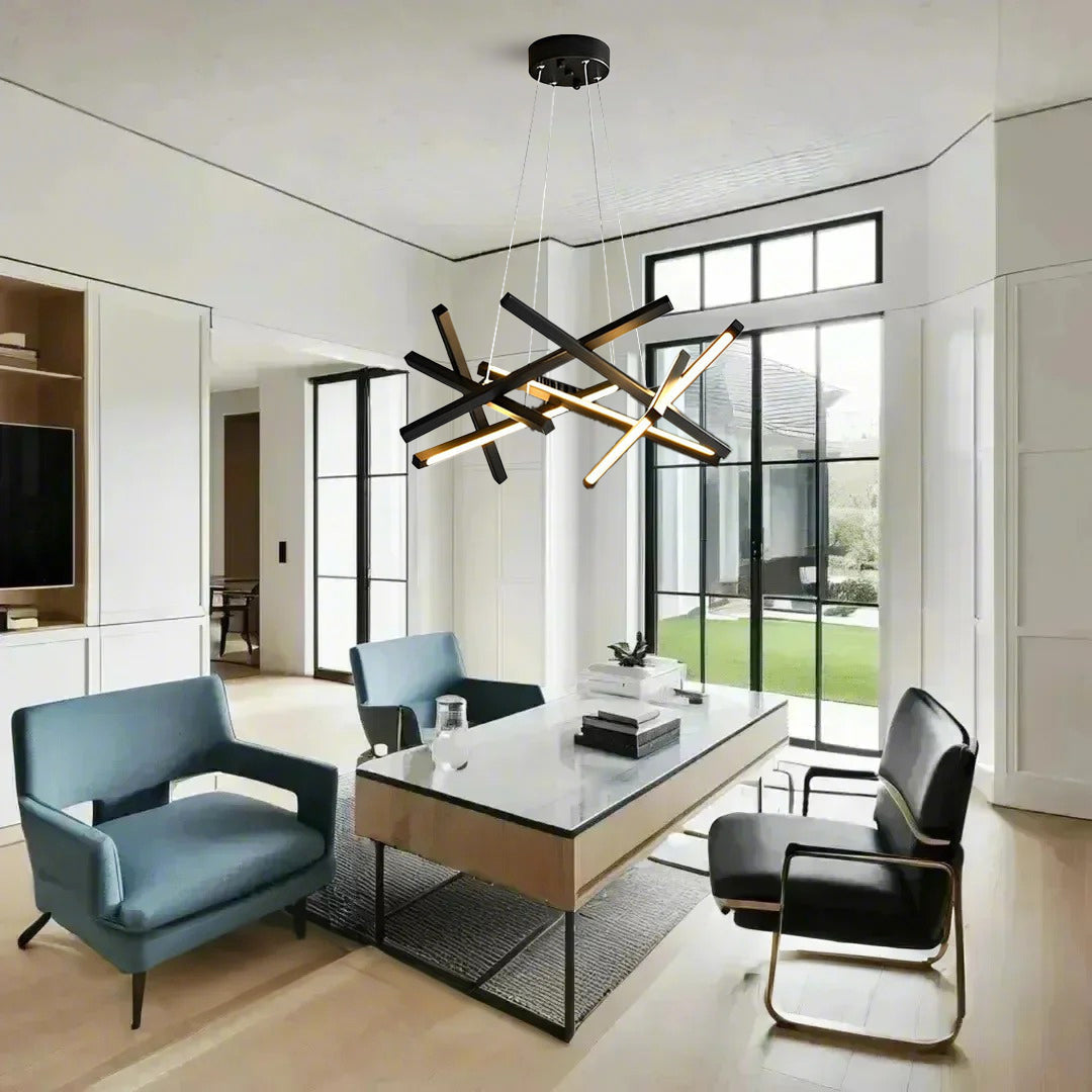 8-Light Modern Sputnik Chandelier with LED Ambient Lighting