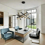 8-Light Modern Sputnik Chandelier with LED Ambient Lighting