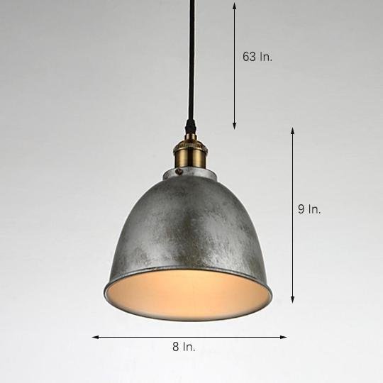 8" White Industrial Dome Pendant Light Metal Bowl Shade
