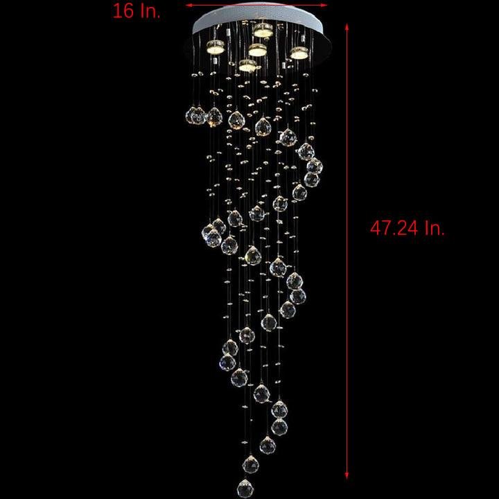 Spiral Crystal Raindrop Chandelier - Modern 5-Tier Staircase Light