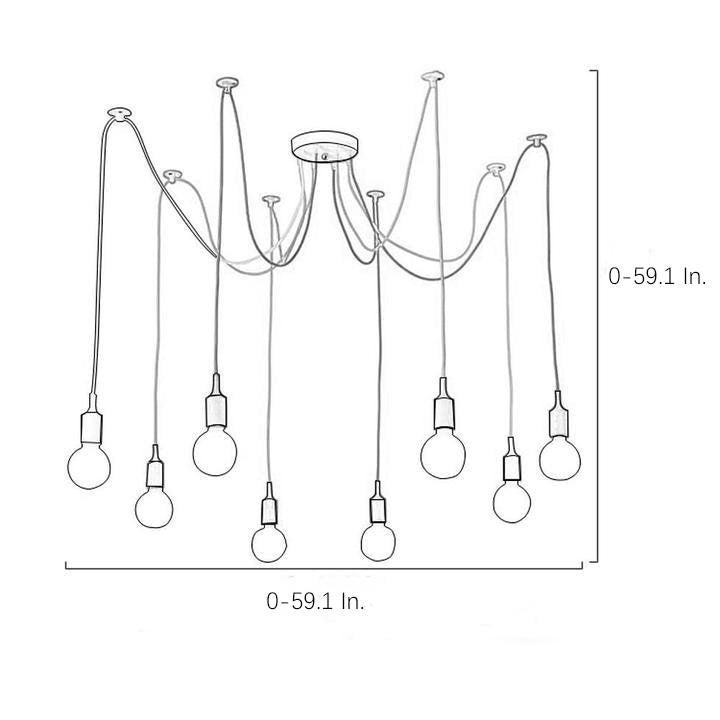 10-Light Adjustable Spider Pendant Light Industrial Metal Chandelier