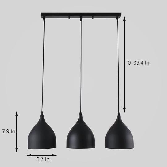3-Light Modern Pendant Light Metal Island Chandelier