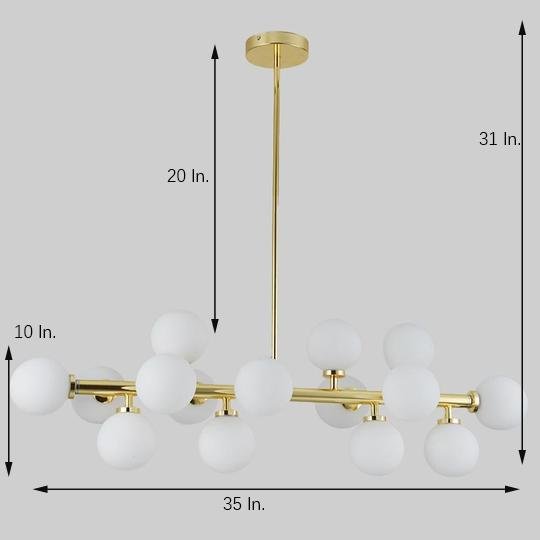 35" Modern Sputnik Chandelier with 16 LED Glass Globe Lights