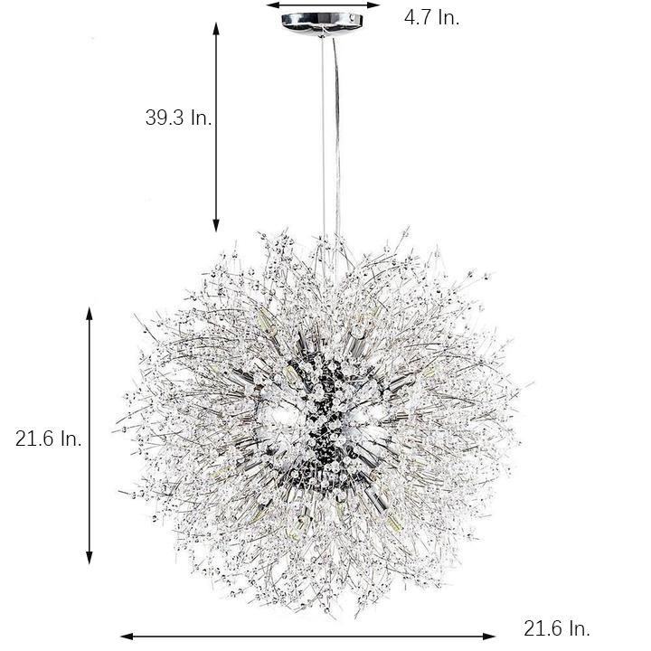 Crystal Globe Chandelier - Modern LED Pendant Light Metal Finish