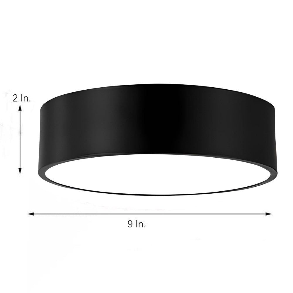 Modern Black LED Flush Mount Ceiling Light – Cylindrical Metal