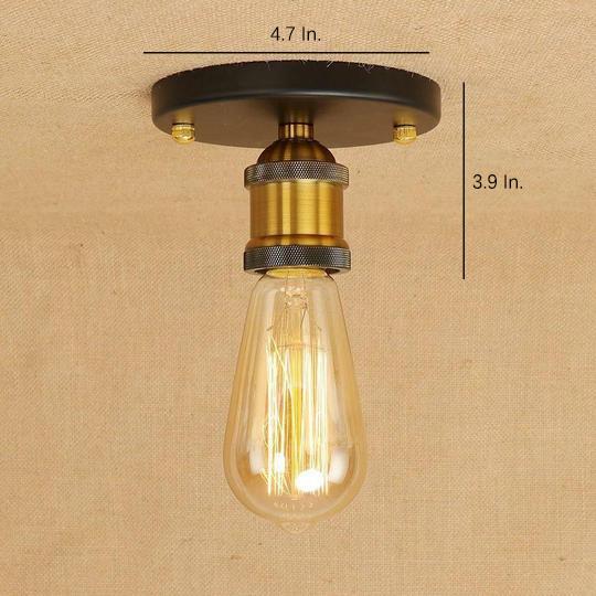 Mini Rustic Metal Flush Mount Ceiling Light - Retro Style