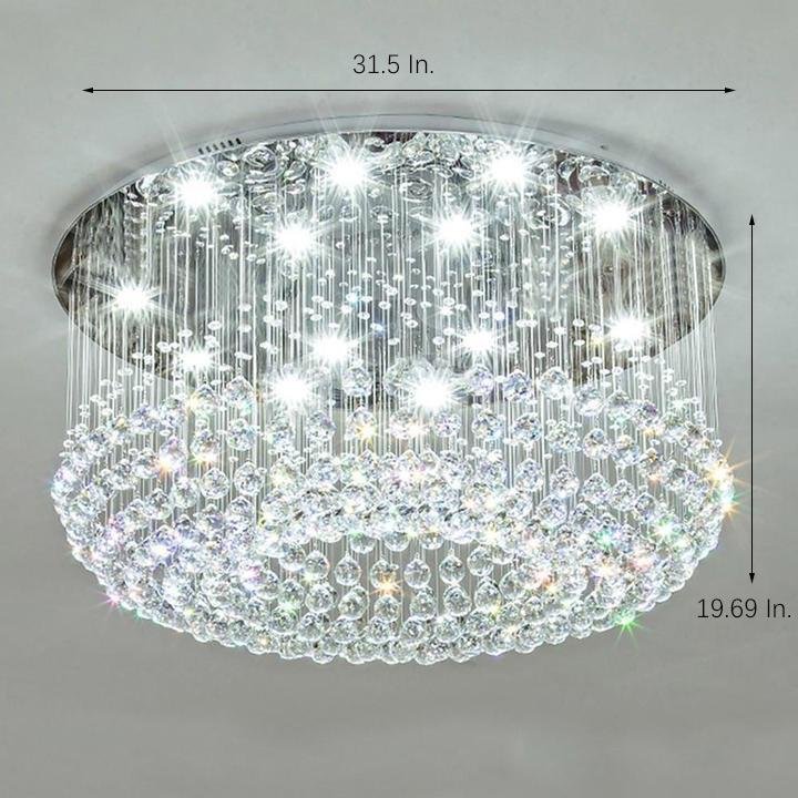 Crystal Drum Flush Mount Chandelier Modern 5-Tier LED Ceiling Light