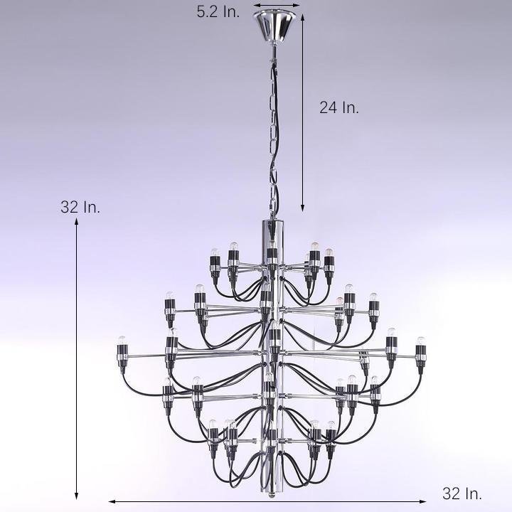 50-Light Electroplated Metal Tree Chandelier - Modern Industrial