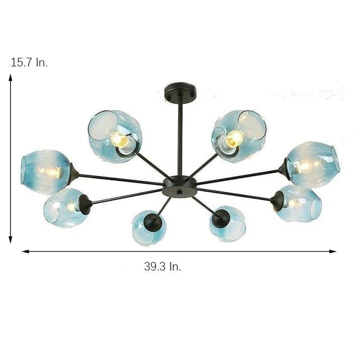 Blue Glass Sputnik Chandelier with 8 Lights - Modern Artistic Design