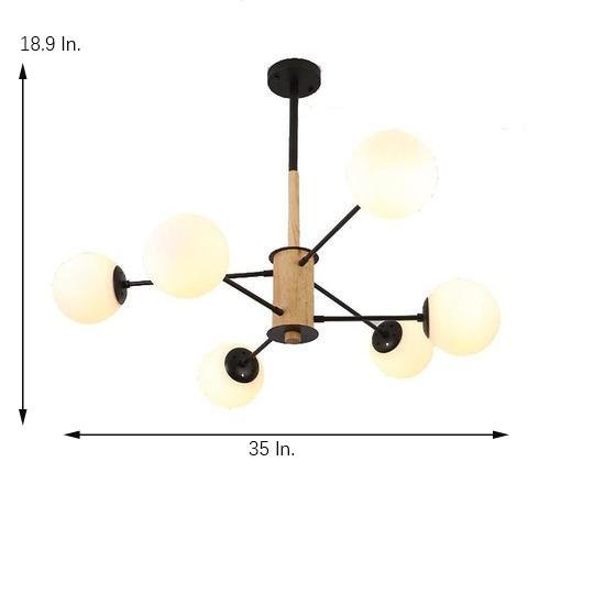 Modern 6-Light Sputnik Chandelier with Glass Globes