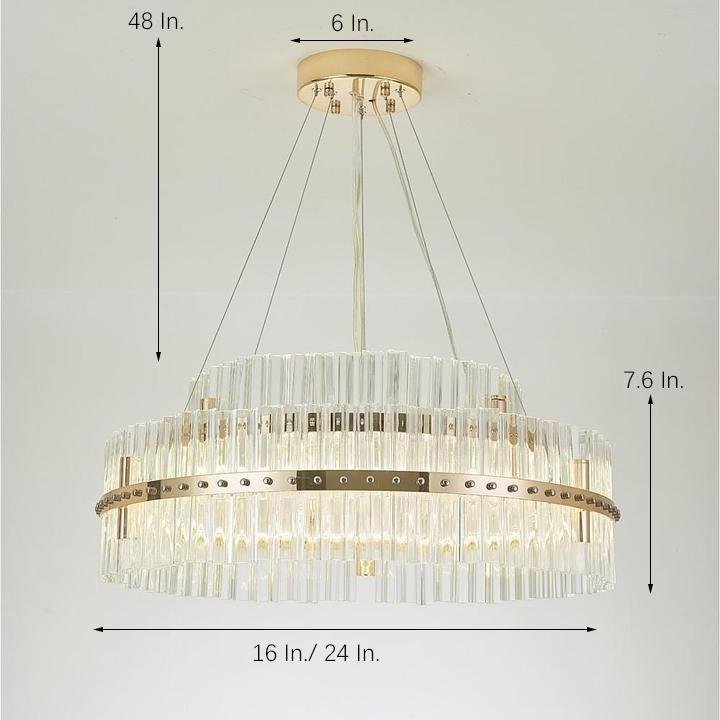 Crystal Chandelier Gold Finish LED Ceiling Light Round Design