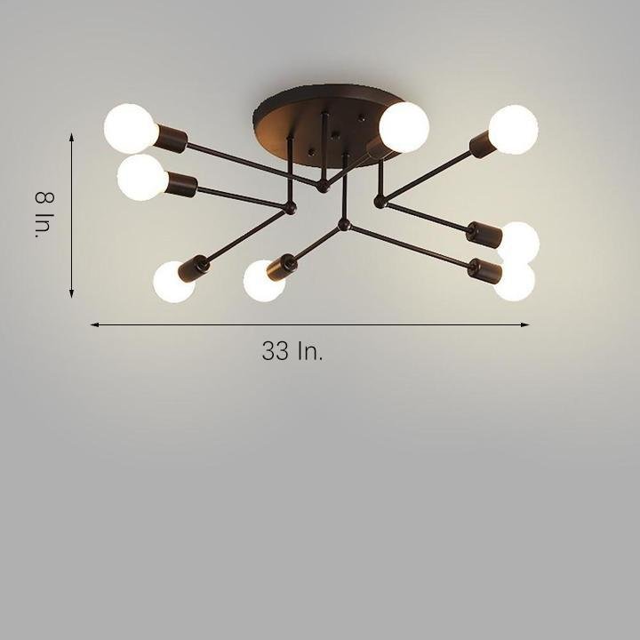 8-Light Modern Sputnik Semi Flush Metal Chandelier