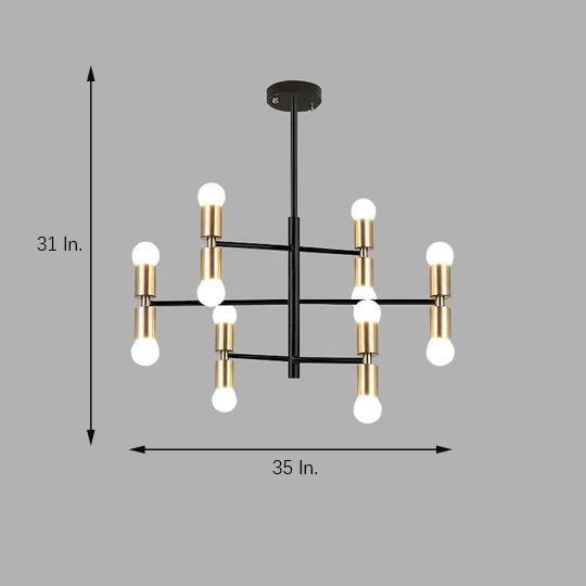 6-Light Geometric Chandelier Modern Metal Pendant Gold & Black