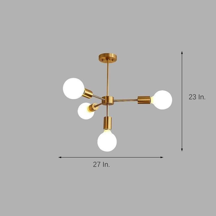 Modern Gold 4-Light Pendant – Industrial Iron Ceiling Fixture 27"