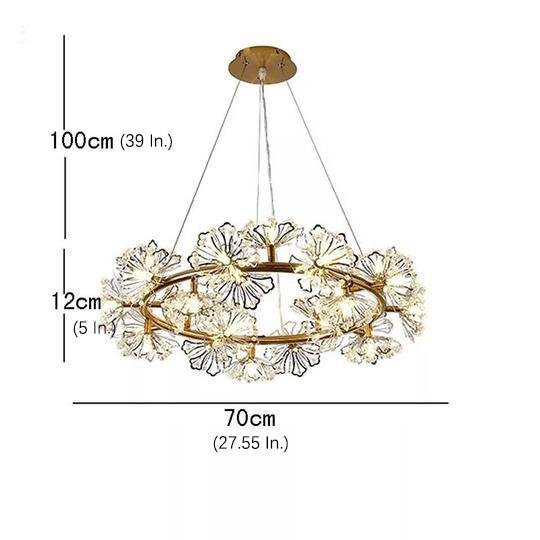 Crystal Flower Chandelier Modern Electroplated Metal Ceiling Light