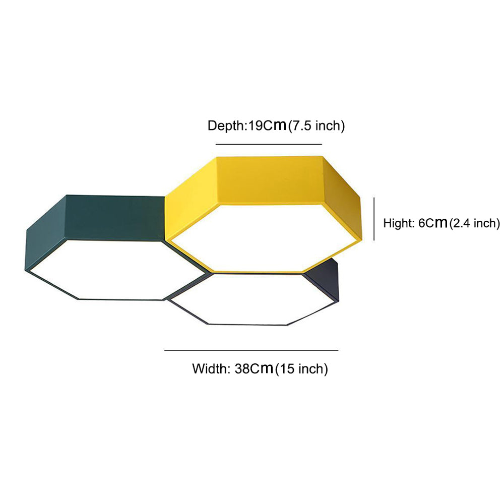 Geometric LED Flush Mount Ceiling Light with Wireless Control