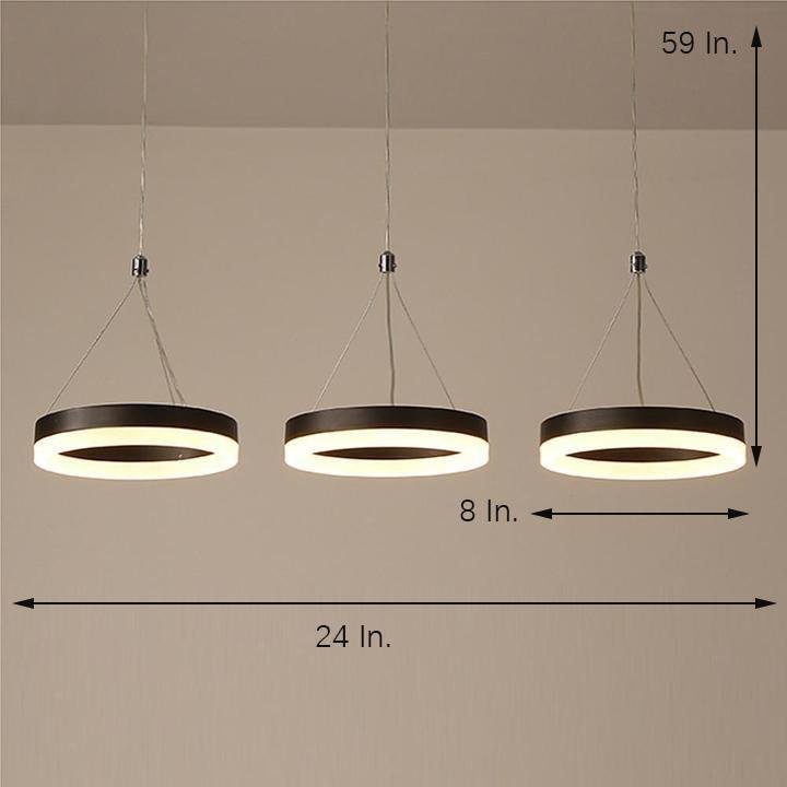 Modern 3-Ring Dimmable LED Chandelier with Adjustable Chains