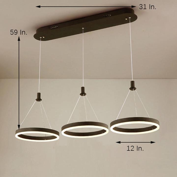 Modern 3-Ring LED Chandelier with Adjustable Suspension