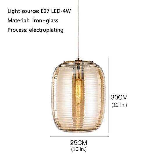 Lantern Glass Pendant Light Modern Electroplated Island Lighting