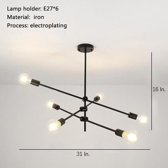 Modern Sputnik Chandelier 6-Light Metal Pendant