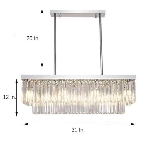 Rectangular Crystal LED Chandelier Industrial Metal Pendant Light