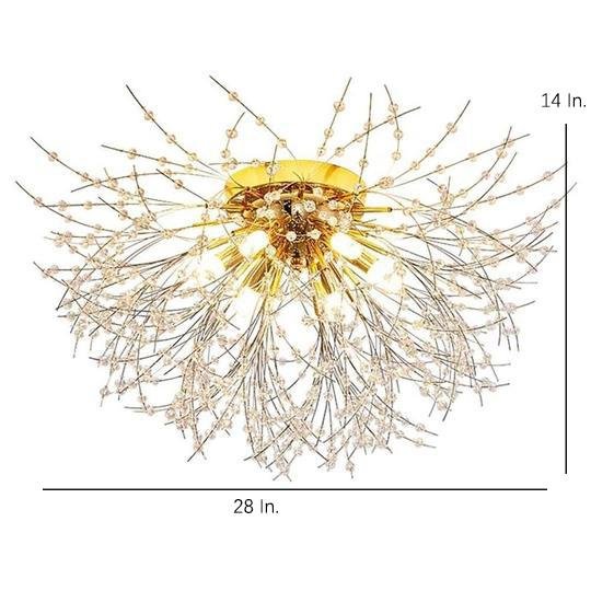 Crystal Metal Flush Mount Ceiling Light Traditional LED Chandelier