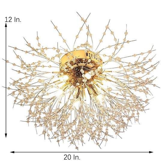 Crystal Metal Flush Mount Ceiling Light 6-Light Traditional