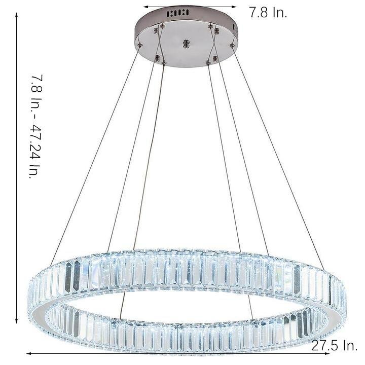32" Crystal Ring Chandelier with Integrated LED in Gold Finish