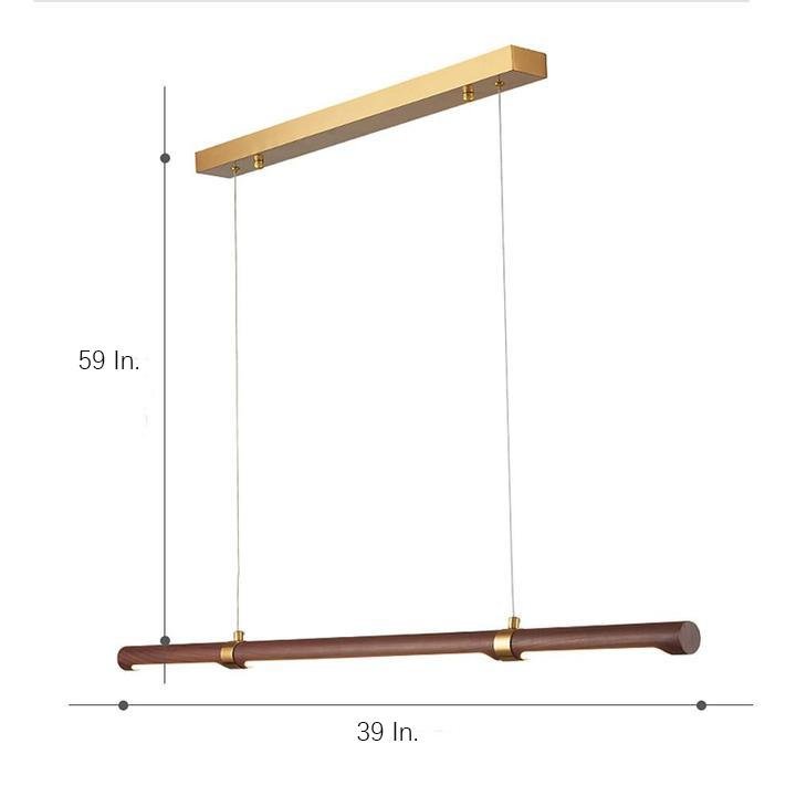Retro Metal Wood Linear Chandelier Island Pendant Light