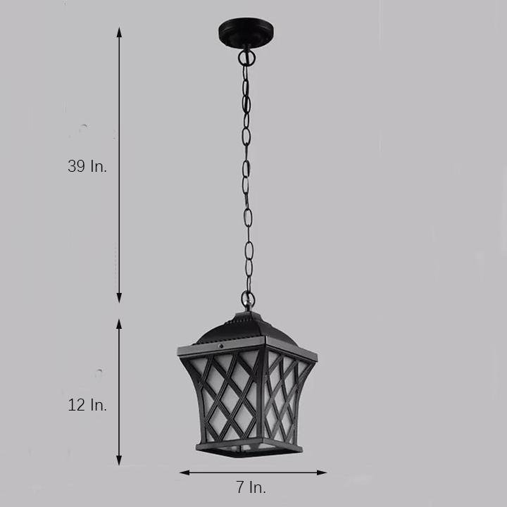 Electroplated Metal Glass Lantern Pendant Light Traditional Style
