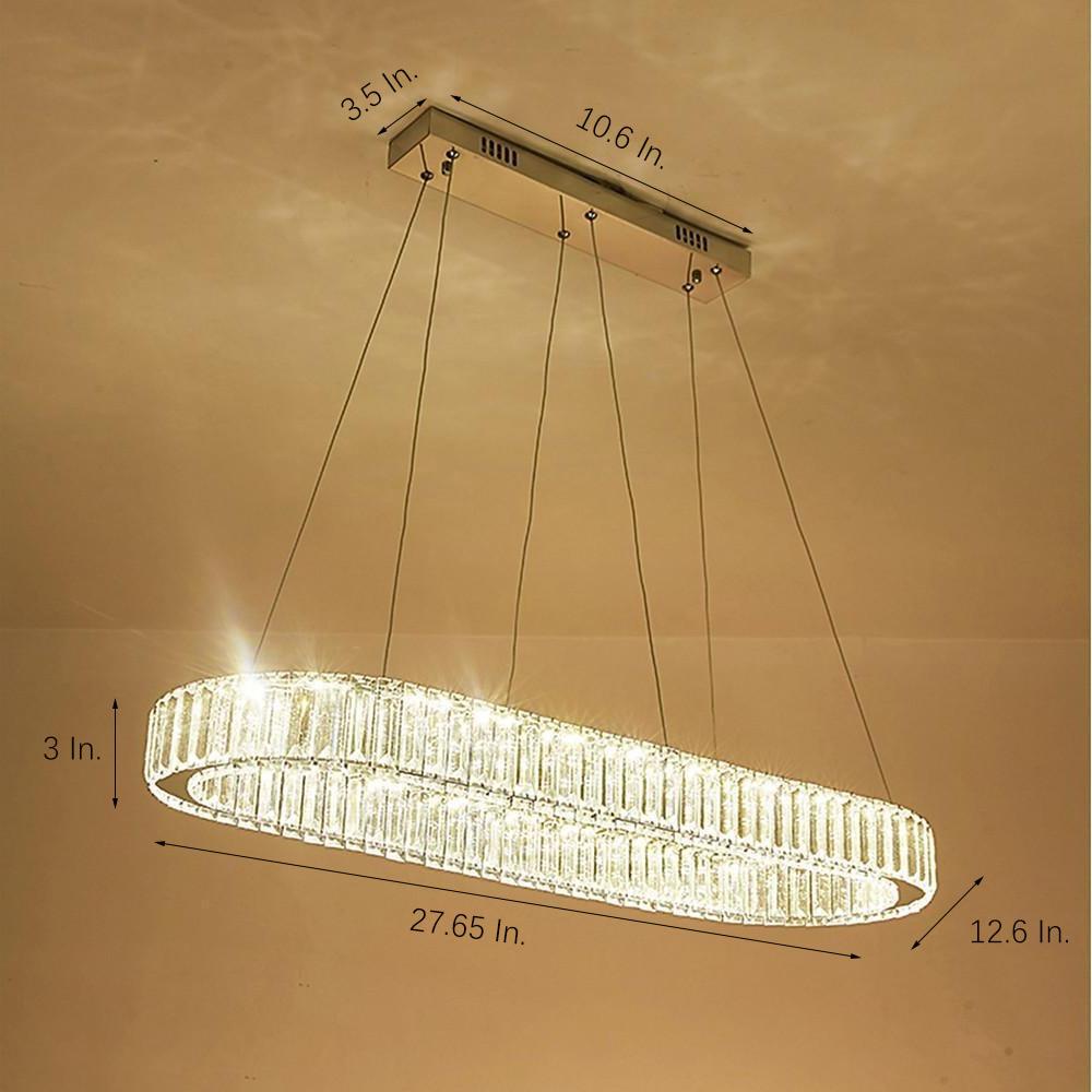 Oval Crystal Chandelier with Chrome & Gold Finish LED Pendant