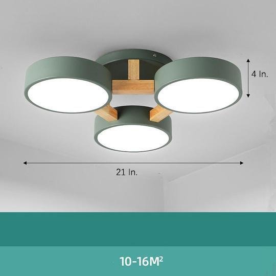 Nordic Triple Circle Flush Mount LED Ceiling Light Wood Metal