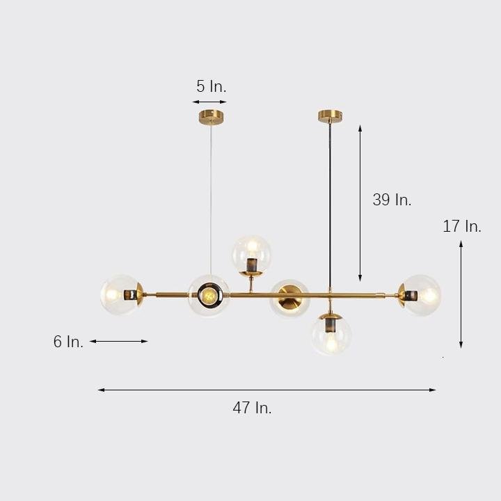 6-Light Glass Globe Chandelier - Modern Electroplated Pendant Light