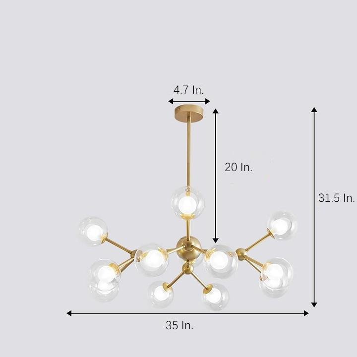 12-Light Sputnik Semi Flush Chandelier - Modern Starburst Design
