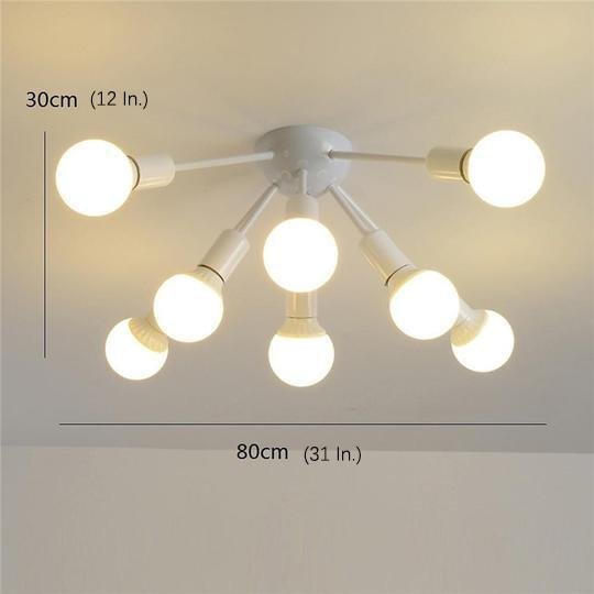 8-Light Gold Flush Mount Ceiling Light Modern Metal Cluster Design