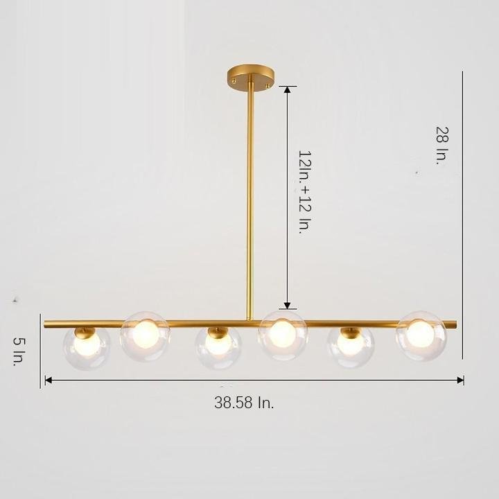 Modern Nordic Sphere Chandelier 6-Light Glass Metal Ceiling Light