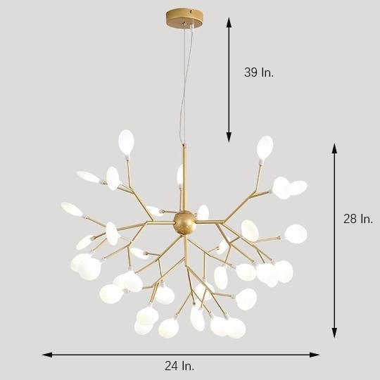 36-Light Sputnik Chandelier - Modern Gold & White Acrylic Design