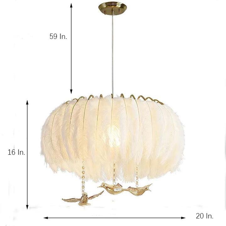Modern Drum Feather Chandelier with LED Light