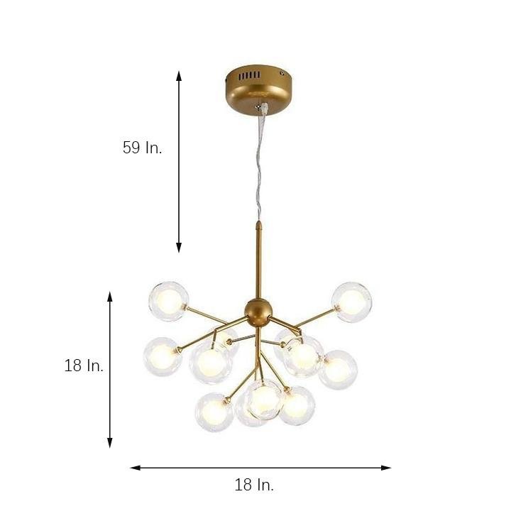 Sputnik Chandelier 12-Light Glass Metal Modern Ceiling Light