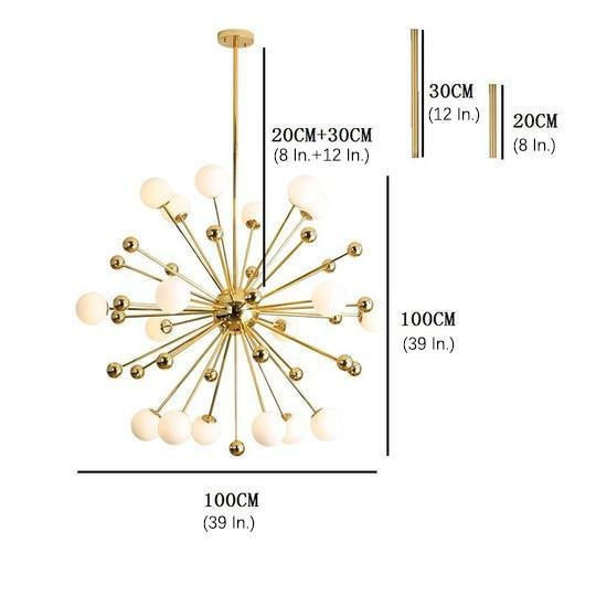 Modern Sputnik Chandelier Gold 18-Light Glass Globe Pendant