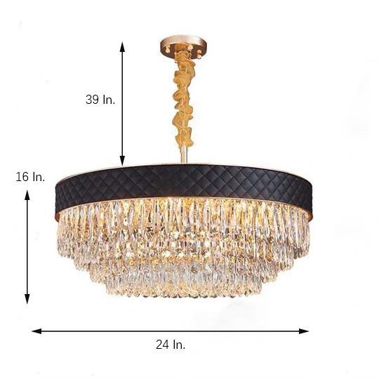 Modern Crystal Drum Chandelier with Electroplated Metal Finish