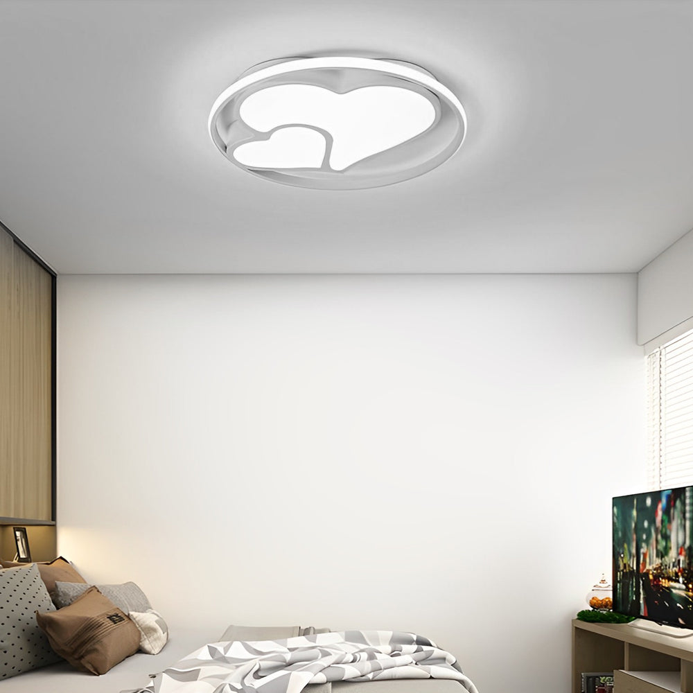 Double Heart LED Flush Mount Ceiling Light with Dimmable Remote