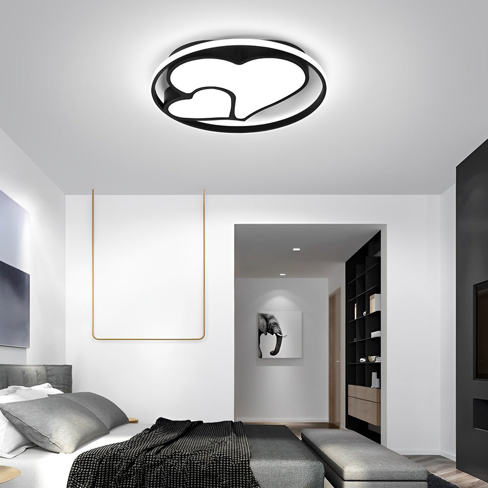 Double Heart LED Flush Mount Ceiling Light with Dimmable Remote