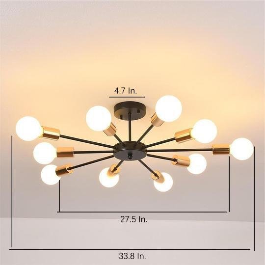 10-Light Circular Electroplated Modern LED Flush Mount Chandelier