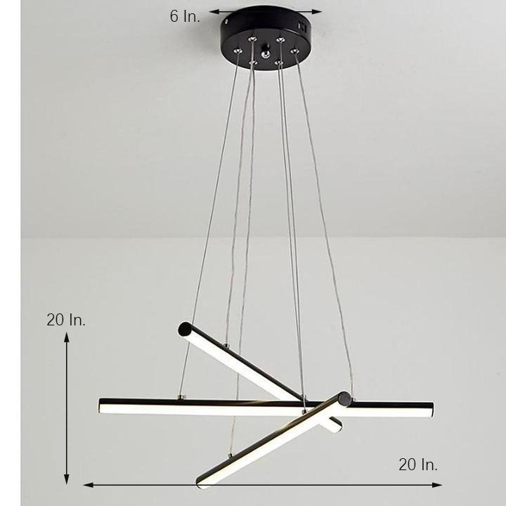 Modern 3-Light LED Bar Chandelier in Aluminum & PVC