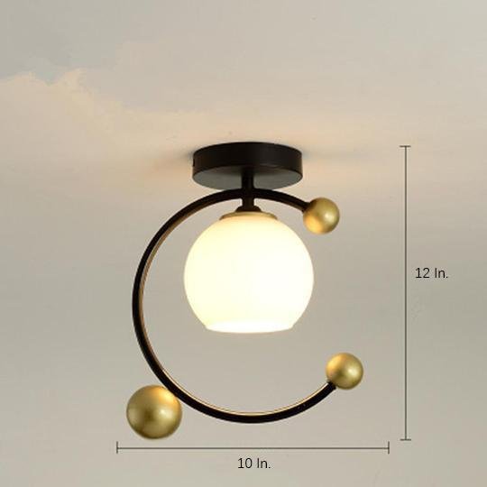 Artistic Globe Flush Mount Ceiling Light – Metal & Glass Design