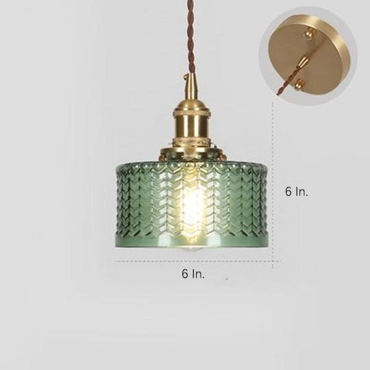 Nordic Glass Pendant Light with Textured Shade - Modern Minimalist